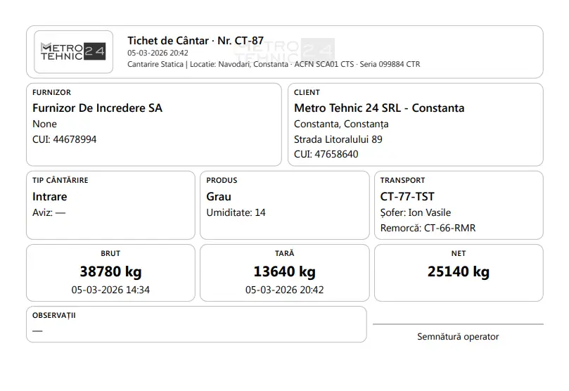 model tichet cantar cu logo